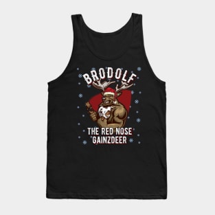 Brodolf red nose gainzdeer Christmas Bodybuilding Tank Top